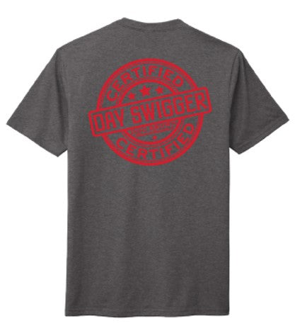 "Life Happens, Bourbon Helps" Heathered Grey Day Swigger Classic Tee
