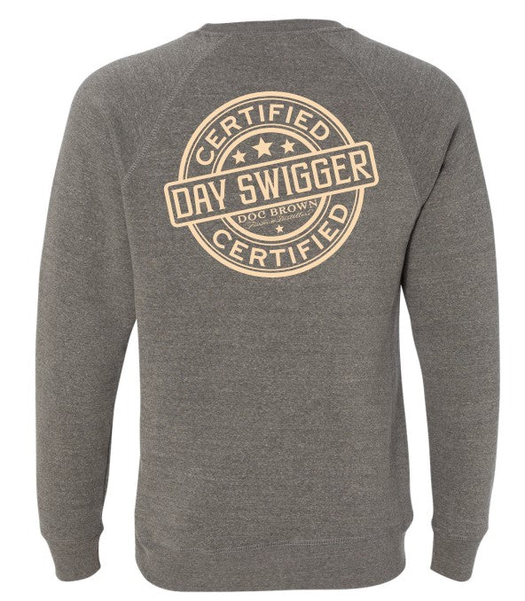 "Life Happens, Bourbon Helps" Dayswigger Gray Heather Classic Crewneck Sweatshirt