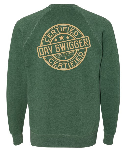 "Life Happens, Bourbon Helps" Day Swigger Forest Green Classic Crewneck Sweatshirt