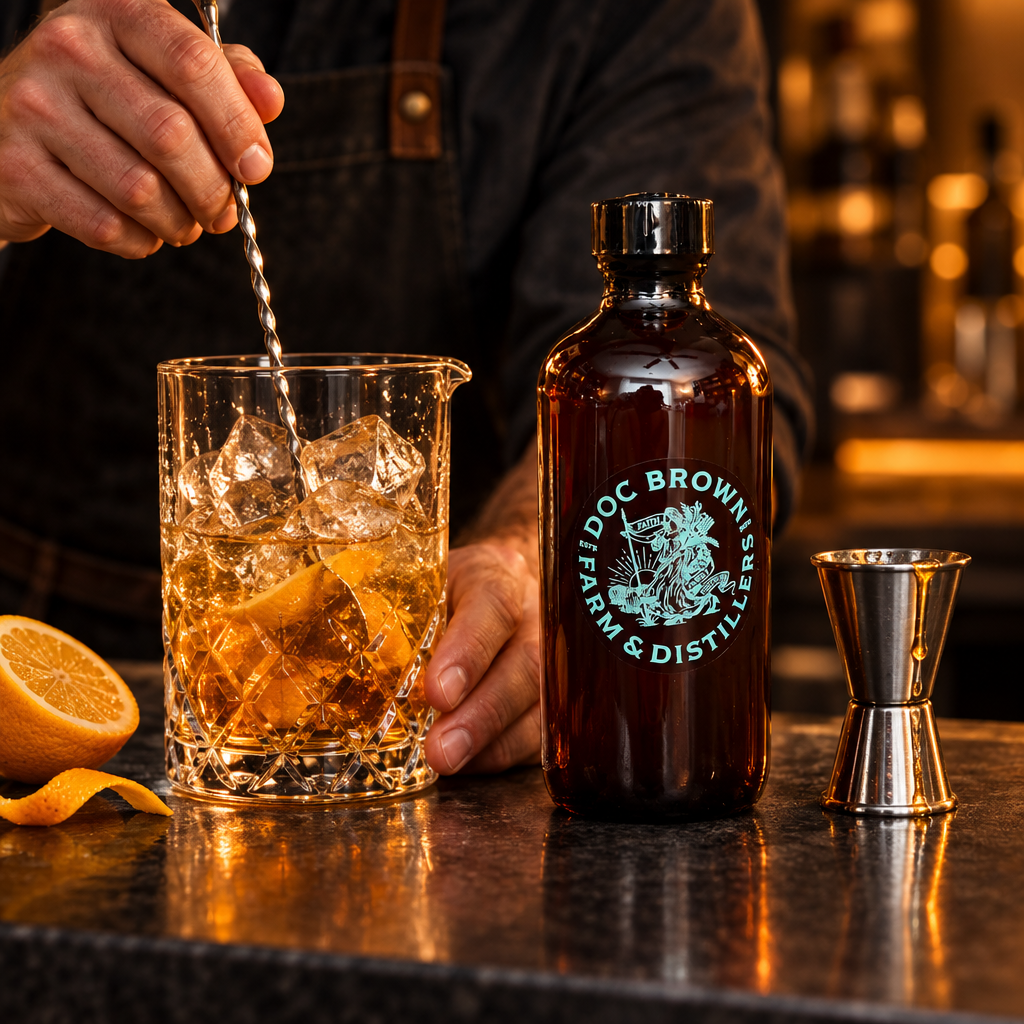 Bartender mixing a hot honey cocktail
