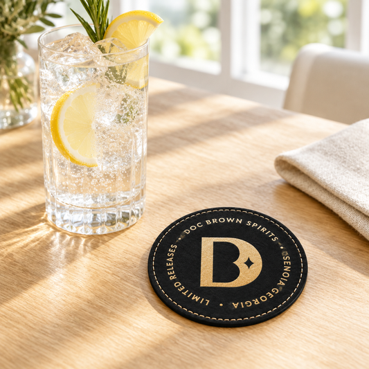 Coaster on a light oak table