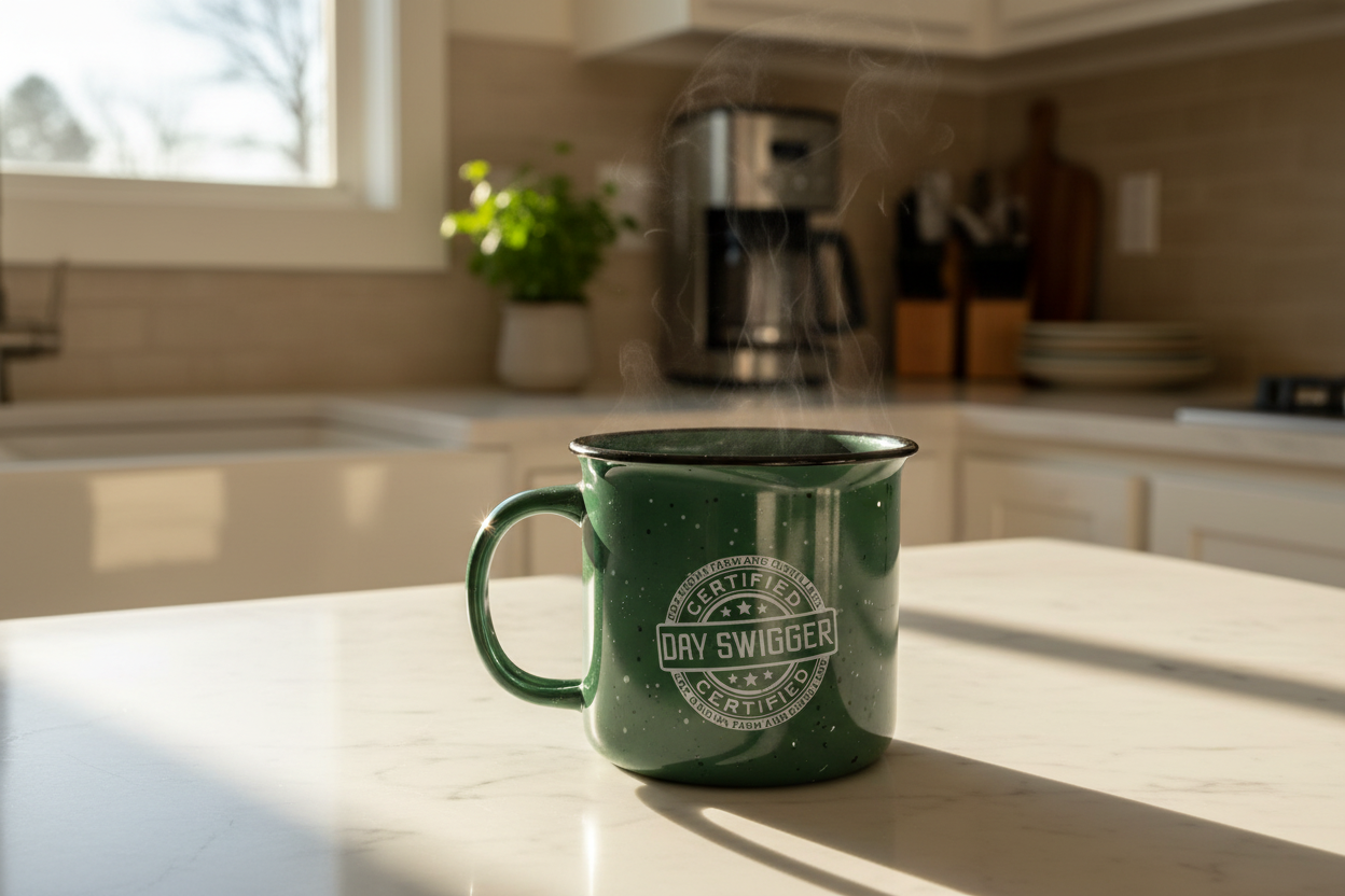 Green mug kitchen lifestyle