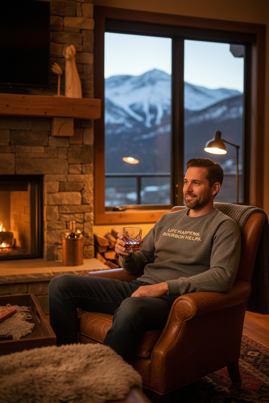Man gray heather lodge front