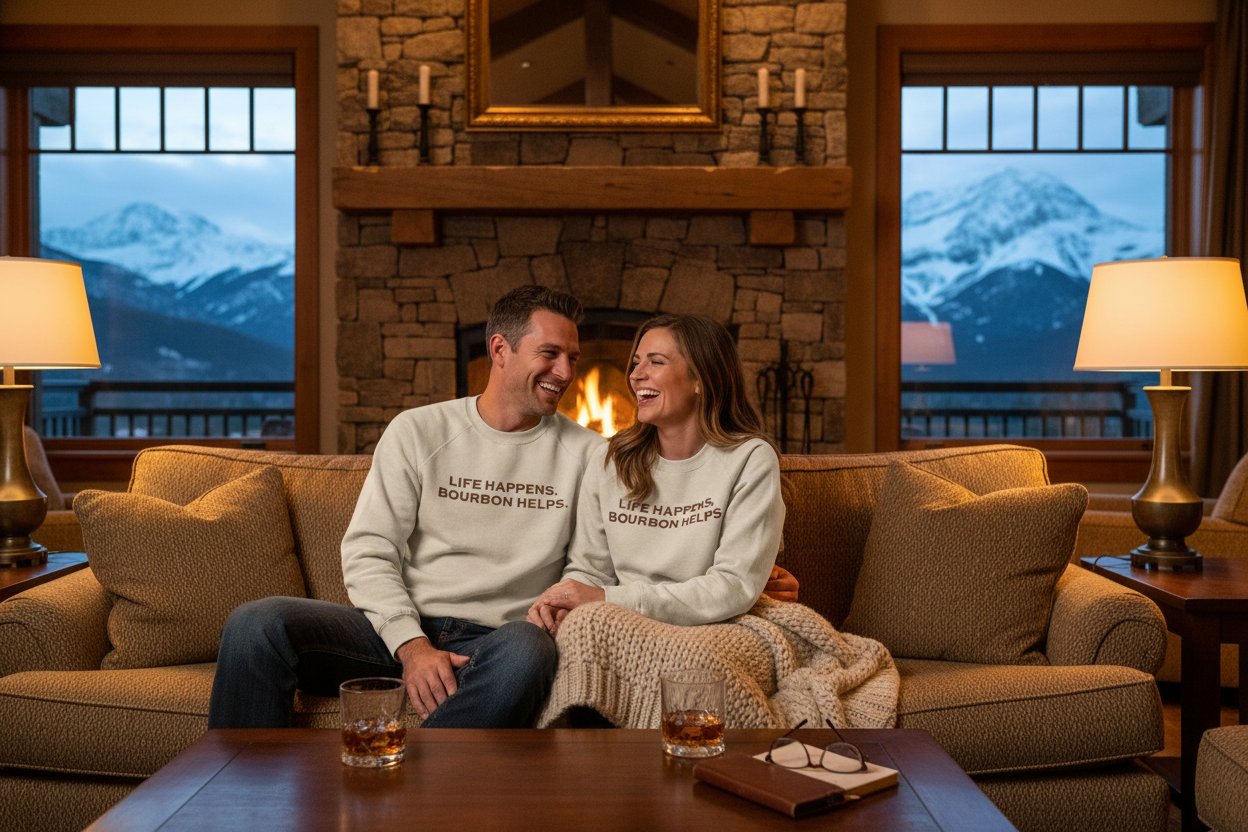 Sand crewneck luxury mountain lodge
